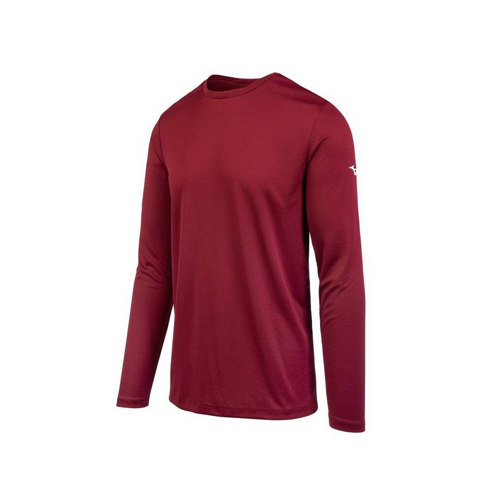 Mizuno Long Sleeve - Erkek Tişört - Kırmızı Türkiye (EUGKNZ-256)